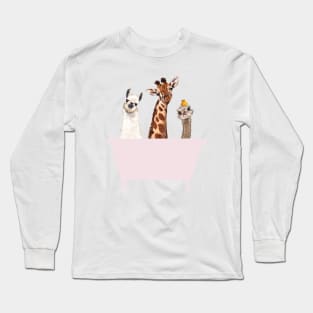 Playful Gangs in Bathtub Blue Long Sleeve T-Shirt